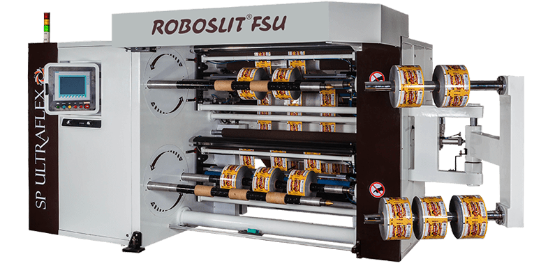 ROBOSLIT FSU turret Front-  coil cantilevered slitter rewinder Rear